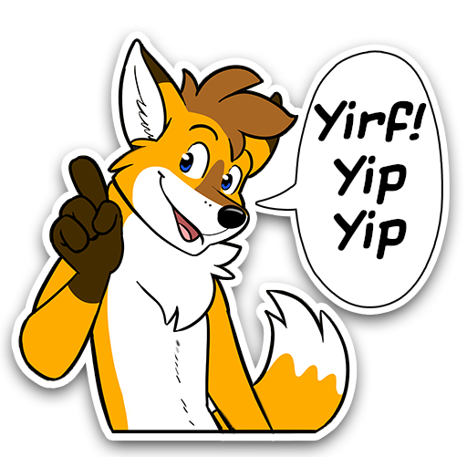Foxbrush saying 'Yirf! yip yip'